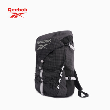 锐步防泼水轻量化双肩包多隔层耐磨运动背包透气可调肩带 黑色加大号