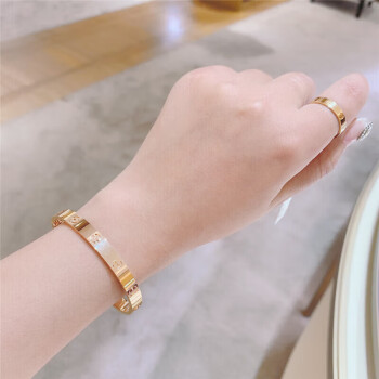 cartier/卡地亚 经典 love手镯 18k金玫瑰金男女情侣宽窄无钻手环 宽