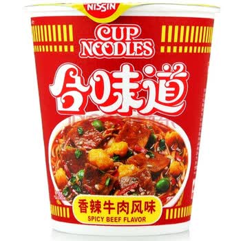 nissin日清食品方便面合味道香辣牛肉风味83g杯装
