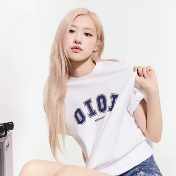 bkqurose朴彩英oioi短袖t恤男女情侣纯棉印花宽松美式 rose同款白色