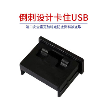 索厉 USB封口塞/USB口安全塞/USB一次性堵头/USB防尘塞/硬塑料材质/内嵌式设计/黑色10装/PBU10