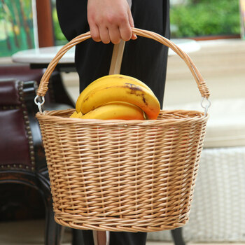 野餐篮柳编手提篮竹篮子水果篮礼品篮家居菜篮子 原色手提篮子【图片