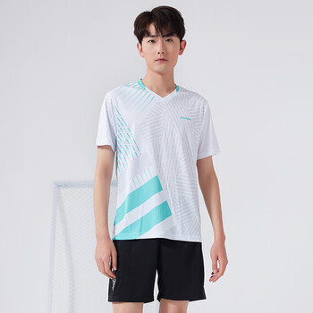 川崎（KAWASAKI）羽毛球服套装男女夏运动速干短袖T恤训练队服K1801 男款湖绿 2XL