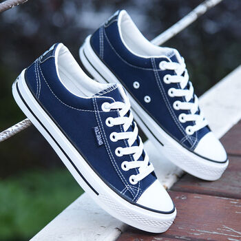 帆布鞋男夏季潮鞋子学生休闲鞋韩版百搭情侣板鞋平底低帮球鞋901蓝色