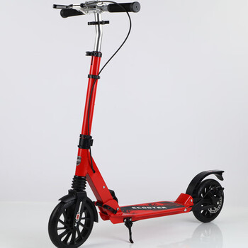 永久上海儿童青少年滑板车铝合金可折叠两轮二轮校园代步车顶配红色双