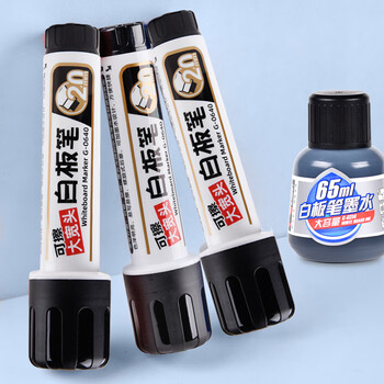 金万年【20mm】黑色大宽头白板笔大头笔水性笔pop可加墨大容量易擦办公教学会议涂鸦 1支装G-0640-001