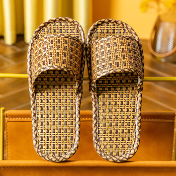 山头林村居家藤草编凉拖 家用凉拖鞋男士夏季藤草编竹子女室内家居家