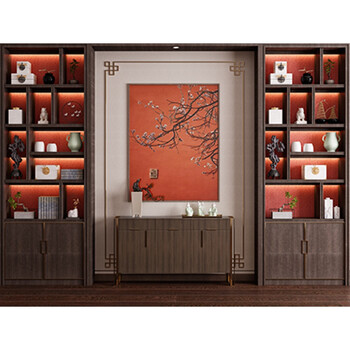 妙图书房直播间背景墙3d立体壁纸直播背景布古风感书架书柜办公室简约