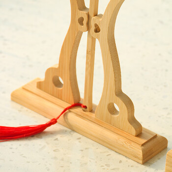 一海堂 文化摆件扇架 中式扇子扇托扇架团扇摆放落地展示架扇子楠竹实木底座 楠竹团扇架大号