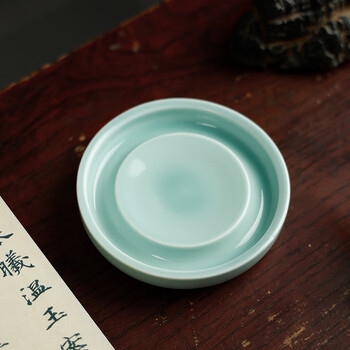 【全网低价】弘梅陶瓷小砚台 多功能墨碟笔搁笔架墨池 文房四宝毛笔书法笔舔