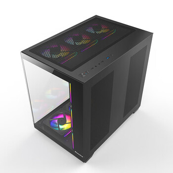 航嘉（Huntkey）S980龙卷风黑色全景版海景房机箱（钢化玻璃/左右分区/360水冷/10风扇位/ATX主板/40系显卡）