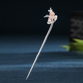 925银桃花发簪宫廷古装汉服步摇古风簪子女盘发520礼物桃花发簪