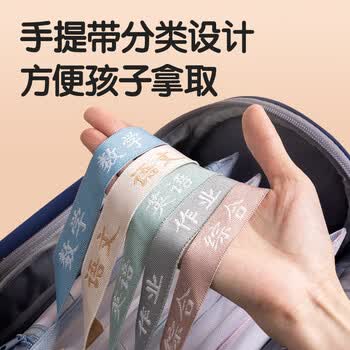 得力（deli）双层网纱拉链袋文件袋一年级文具袋透明学科分类袋 试卷作业科目袋 5科混装