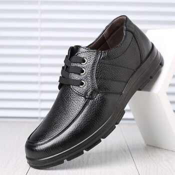 男士黑色圆头厨房厨师皮鞋男防滑防水防油透气真皮休闲工作劳保鞋9886