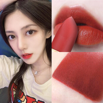 保湿不易脱色哑光口红唇膏女学生款不易沾杯少女正红色m05哑光番茄色