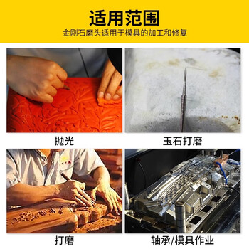 金信金刚石磨头柄3mm混装BMS-300合金打磨头气动风磨笔金刚砂磨针电磨机磨棒打磨抛光雕刻模具加工(30支)