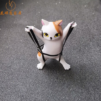 妖娆猫托笔猫猫笔架举笔猫笔托创意摆件可爱咪笔架qualia 花猫 皮筋款