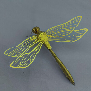 澳颜莱拼小将3d立体金属拼图飞机类diy手工制作拼装模型玩具 黄铜蜻蜓