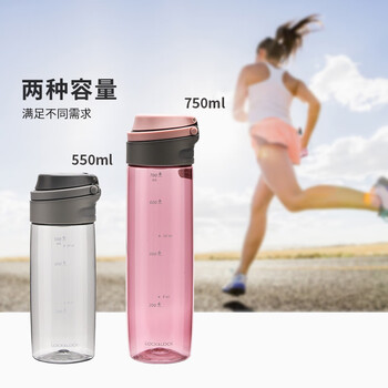 乐扣乐扣（LOCK&LOCK）一键式运动水杯塑料杯户外便携水壶带把手刻度男女杯子蓝色550ml