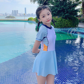 幸栀青少年泳衣1215岁女儿童泳衣女童连体公主裙式中大童可爱女孩天