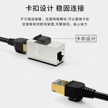 万级（WANJEED）网络延长器 六类模块连接器RJ45双通头屏蔽Cat6类千兆网线直通对接延长器 10个装1-11841