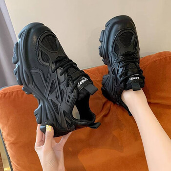 森马小个子老爹鞋ins季新款厚底网红百搭韩版运动小白鞋女单鞋黑色36