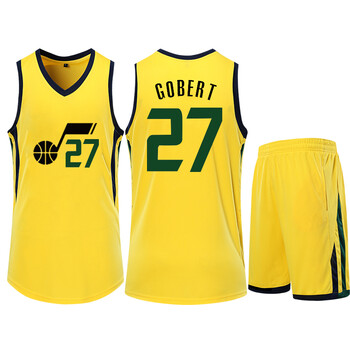 德莱克爵士队城市版45号米切尔球衣康利戈贝尔渐变色篮球服套装男定制