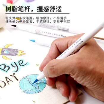 斑马牌(ZEBRA)双头荧光笔 彩虹色手账笔 学生重点划线笔标记笔 Brush柔和色系列 WFT8 柔和柑绿 斑马牌(ZEBRA)双头荧光笔 彩虹色手账笔 学生重点划线笔标记笔 Brush柔和色系列 WFT8 柔和柑绿