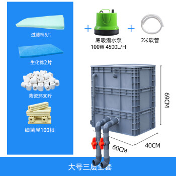 循環魚缸過濾器滴流盒上置過濾盒濾桶diy升級大號3層濾箱濾材100w水泵