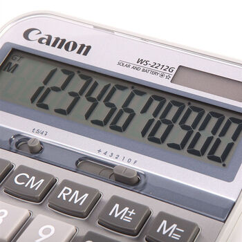 佳能Canon WS-2212G 金属面板计算器办公通用12位大屏幕计算器桌面大号简约计算机器