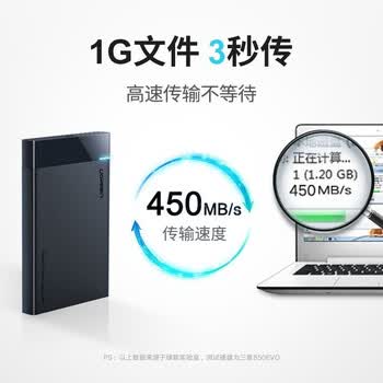 绿联（UGREEN）移动硬盘盒2.5英寸USB3.0转SATA串口硬盘盒子保护转换器 可换线款  30848