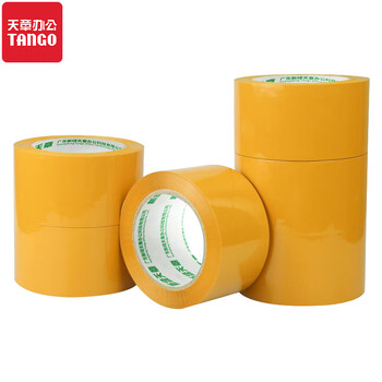 天章（TANGO）米黄色胶带60mm*100Y*(91.4米/卷)*6卷高品质胶黄宽胶带封箱车间仓库打包防台风专用