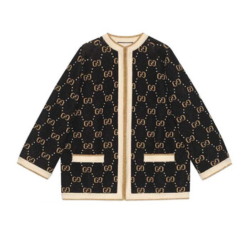 古驰gucci618礼物女装gg羊毛针织上装上衣夹克黑色574207xkaw31182xxs