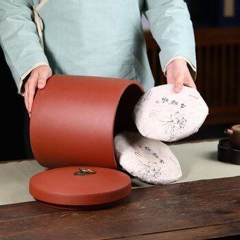 金镶玉大号容量清心紫砂茶叶罐茶叶七饼宜兴原矿密封醒储存罐