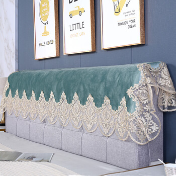 花千紫床头布欧式布艺防尘现代简约靠背床头卧室搭布床头罩巾孔雀蓝