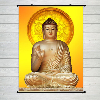 如来画像佛像画佛教用品海报中堂画客厅装饰墙画佛堂挂画丝绢布挂轴1