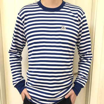 长袖体能服意詏春秋休闲运动速干长袖圆领衫训练服上衣 蓝白条长袖