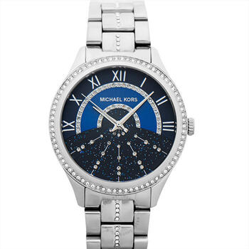 michaelkors女士石英手表腕表表盘38mm防水50m表盘排钻深蓝夜空图案mk