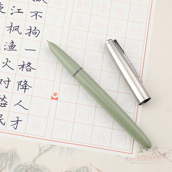 英雄（HERO）钢笔 616小号 复古铱金学生日常书写练字墨水笔 暗尖F 莫兰迪绿
