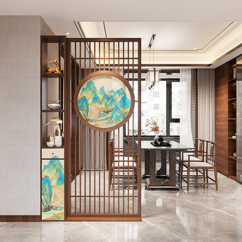 闽宝 新中式屏风隔断客厅简约现代入户玄关实木隔断柜置物架装饰 款式