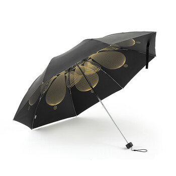 天堂金色雨季全遮光黑丝黑胶三折晴雨伞34156E(57cm*8K) 天堂金色雨季全遮光黑丝黑胶三折晴雨伞34156E(57cm*8K)