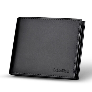 美国代购calvin klein ck钱包男士真皮短款青年牛皮钱夹79220 黑色