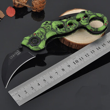 防身军刃野营随身 吴京战狼款户外小刀具防身创意短刀cs 精灵绿
