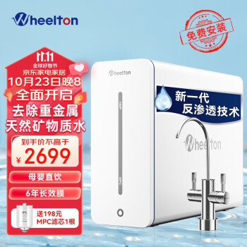 惠尔顿(WHEELTON)YK8净水器纳滤矿物质水厨房厨下式净水器家用直饮选择性反渗透母婴净水纯水双出水净水机 惠尔顿yk8母婴直饮净水器