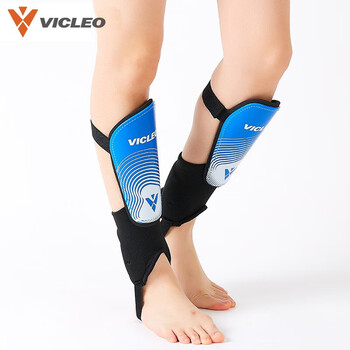 维克利奥（VICLeO）足球护腿板儿童运动护板插足球护具一对装靓蓝色S码（绑带+护踝）