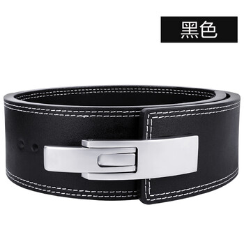 GINGPAI SPORT健身腰带牛皮举重硬拉护腰带男女杠杆扣收腹健美力量器械训练深蹲 黑色S码