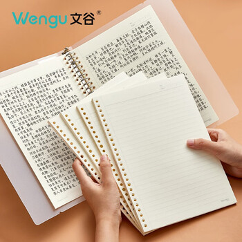 文谷（Wengu）活页纸A5笔记本活页本活页夹/活页记录日记本加厚/康奈尔内芯20孔50张A550-6