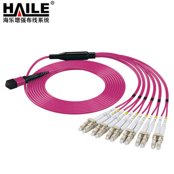 HAILE海乐 多模万兆MPO-LC12芯 40G转10G/100G转25G多模万兆OM4 MPO分支光纤线 20米 MPO-MTA12-LC-20M