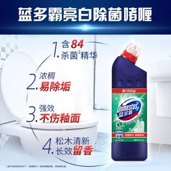 蓝多霸（DOMESTOS）洁厕灵 长效洁净洁厕啫喱 香杉松木香600g 清洁除垢 马桶清洁剂