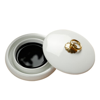 漢墨 慕白防干墨碟 陶瓷防蒸发不干墨初学者火锅砚台带盖 文房四宝毛笔书法笔洗墨池